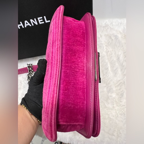 CHANEL Pink Velvet Quilted Small Boy Bag-17334532 - Picture 2 of 15